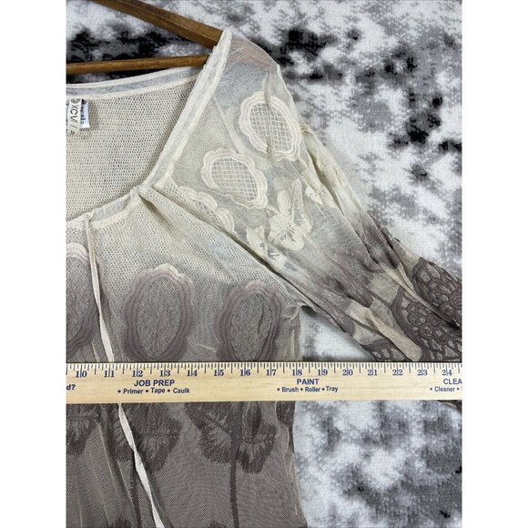 XCVI Dress Womens Size Medium Embroidered Floral Neck Drawstring Wide Sleeve - Picture 4 of 11